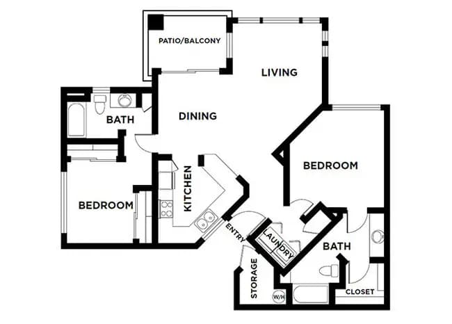 2 Beds • 2 Bath 11-240 floor plan