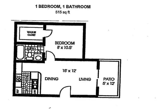 1x1- Top Floor 8-2125 floor plan