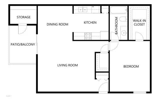 1 Bed • 1 Bath 2031 floor plan