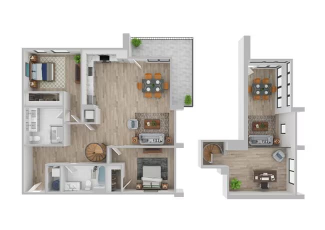 Two Bedroom Loft 4052 floor plan
