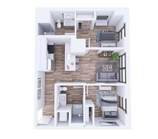 2 Beds • 2 Bath 1401 floor plan