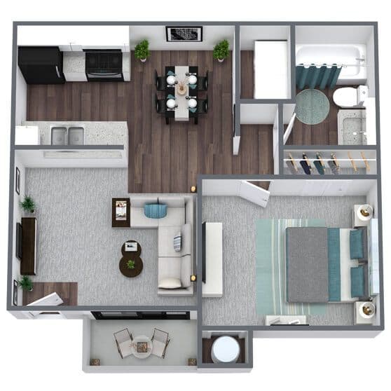 A1: 1 Bed 1 Bath 106-2 floor plan