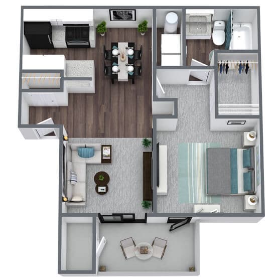 A2: 1 Bed 1 Bath 178-1 floor plan