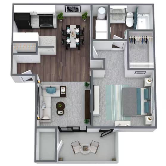 1 Bed • 1 Bath 108-2 floor plan