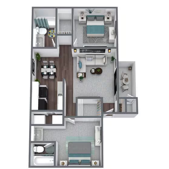 Two Bedroom Two Bath 208-3 floor plan