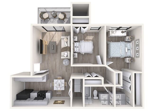 2 Beds • 2 Bath 2020 floor plan