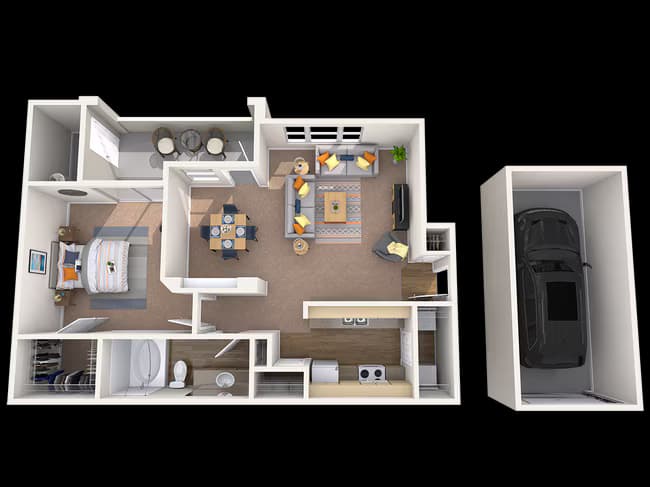1 Bed • 1 Bath 1090 floor plan