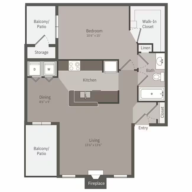 1 Bed • 1 Bath 1045 floor plan