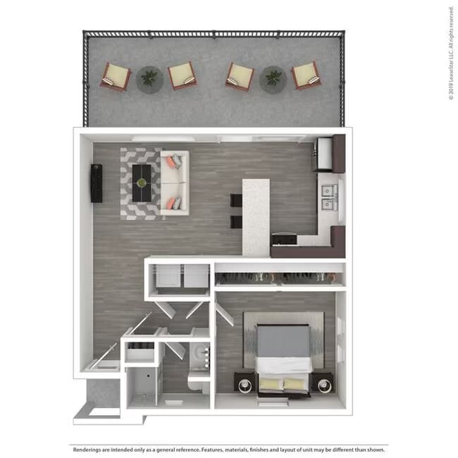 1 Bed • 1 Bath 125 floor plan
