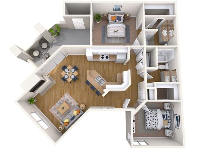 2 Beds • 2 Bath 240 floor plan