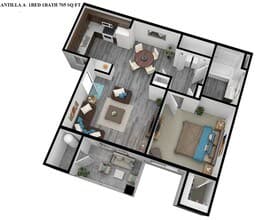 1 Bed • 1 Bath D-4203 floor plan