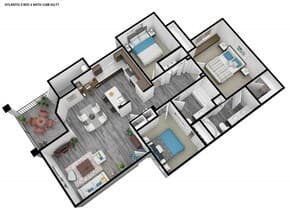 3 Beds • 2 Bath P-16203 floor plan