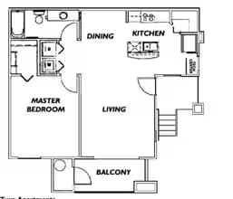 1 Bed 1 Bath 152 floor plan