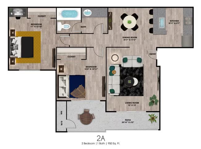 2 Beds • 2 Bath 2140 floor plan