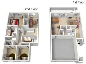 Three Bedroom 2.5 Bathroom 1874 sq ft 8514 floor plan