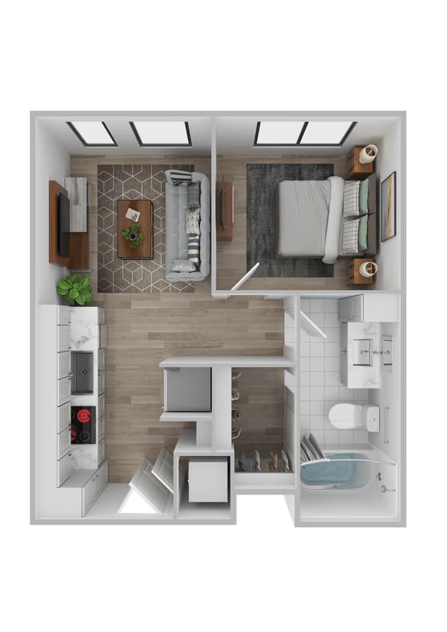 1 Bed • 1 Bath 1616 floor plan