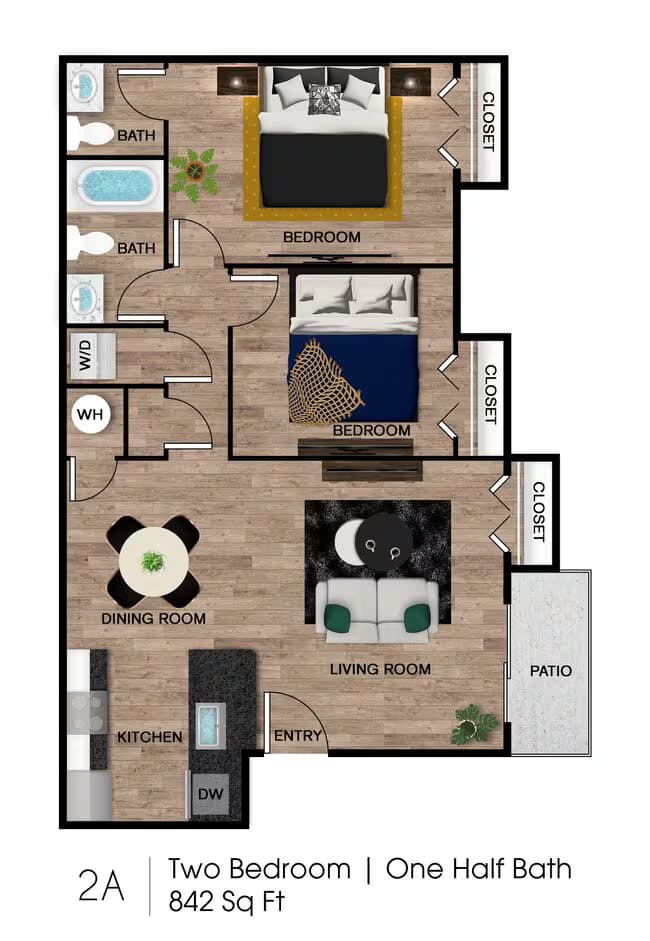 2 Beds • 50 Bath 2071 floor plan