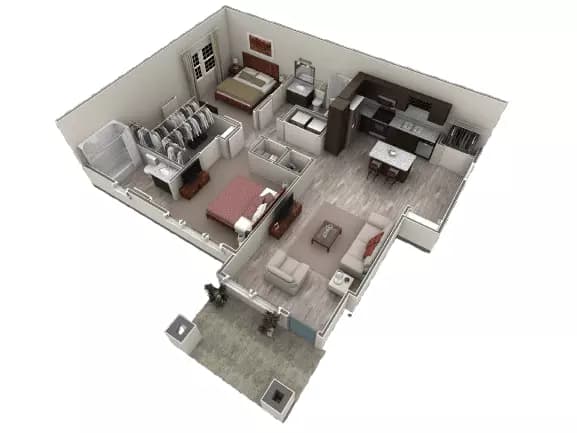 2 BR Designer Courtyard 1076 floor plan