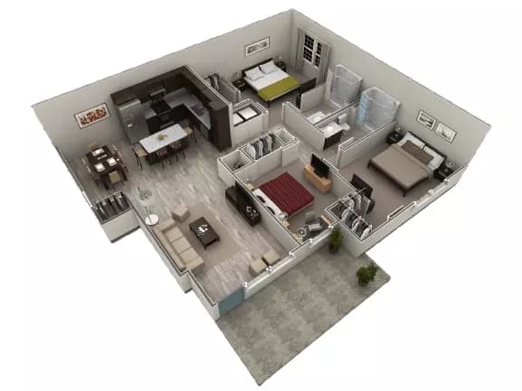 3 BR Grand Courtyard 1085 floor plan