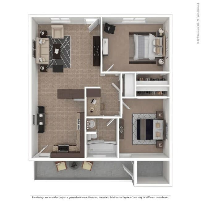 2 Beds • 1 Bath 252 floor plan