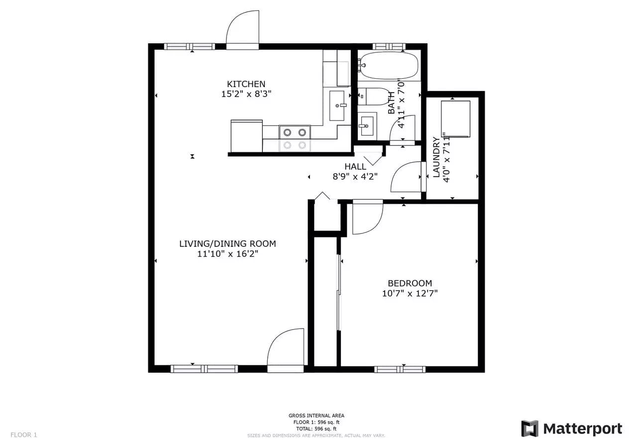 1 Bed • 1 Bath D-03 floor plan