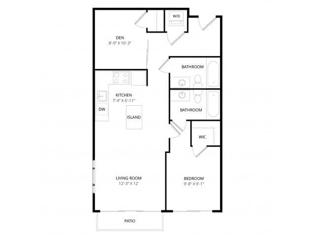 Uptown 1 with Den 625 floor plan