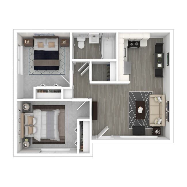 2 Beds • 1 Bath 03 floor plan