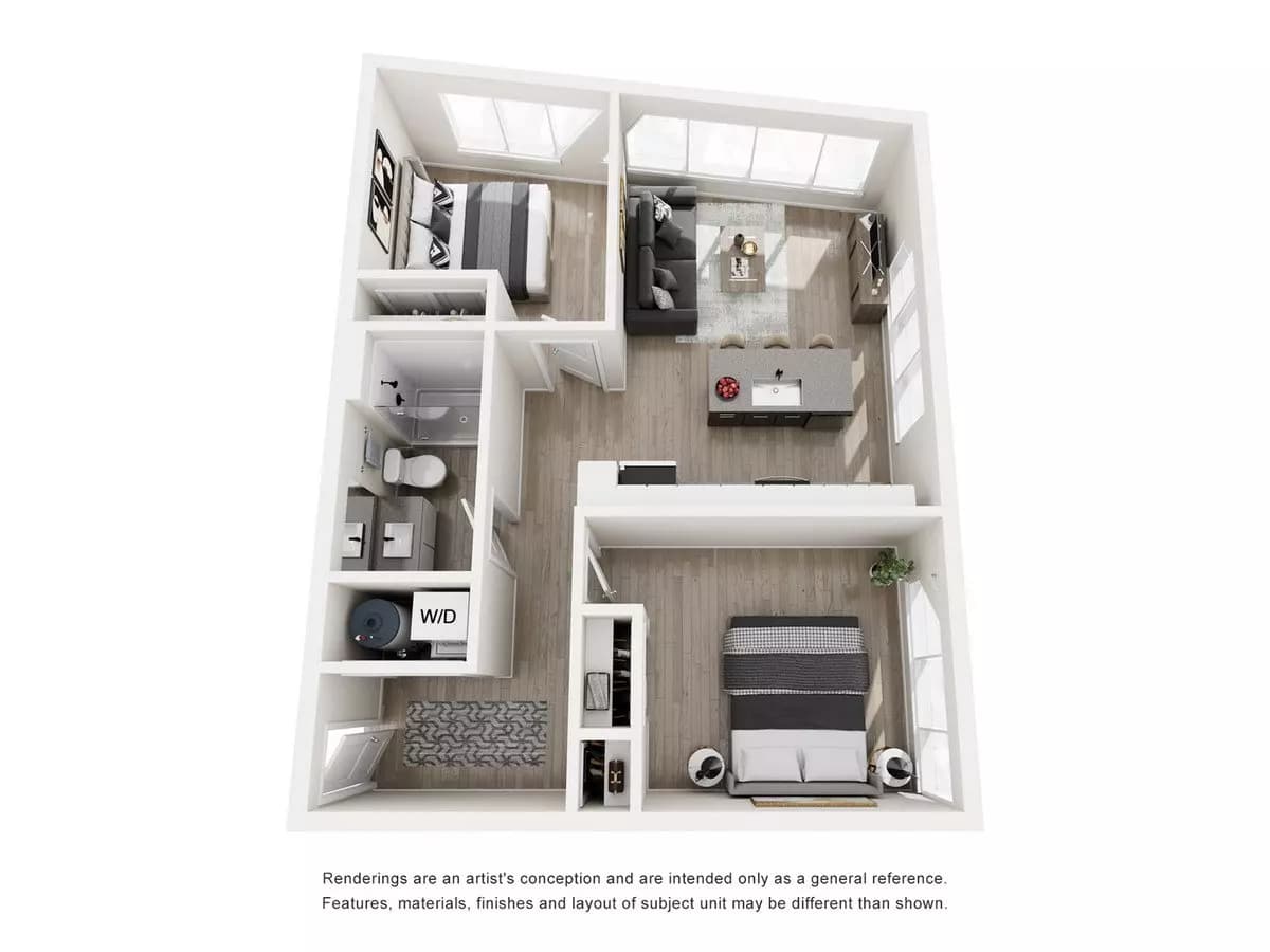 2 Beds • 1 Bath 305 floor plan
