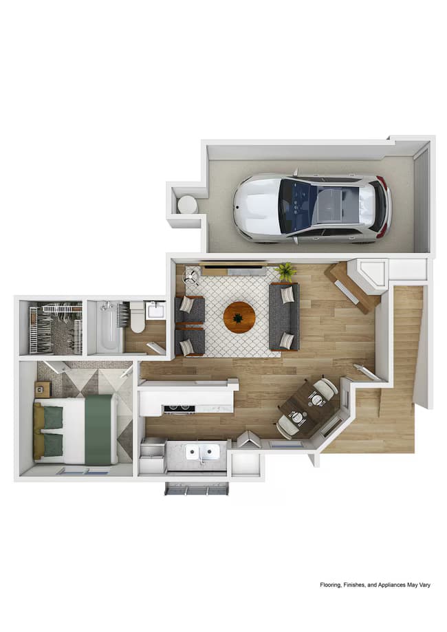 1 bed 1 bath 220 floor plan