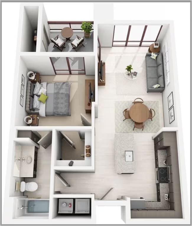 1 Bed • 1 Bath 447 floor plan
