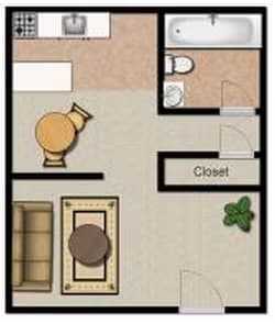 Studio • 1 Bath floor plan
