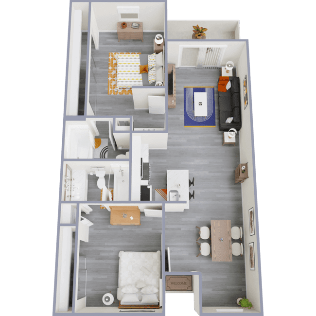 2 Beds • 2 Bath 08-1162 floor plan