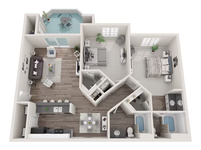 2x2 Large Titanium 1079 floor plan