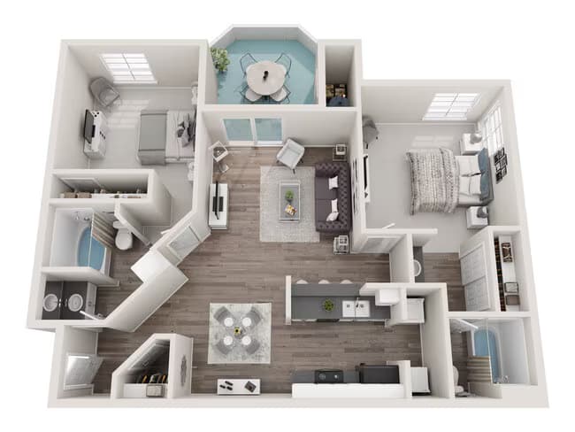 2 Beds • 2 Bath 2096 floor plan