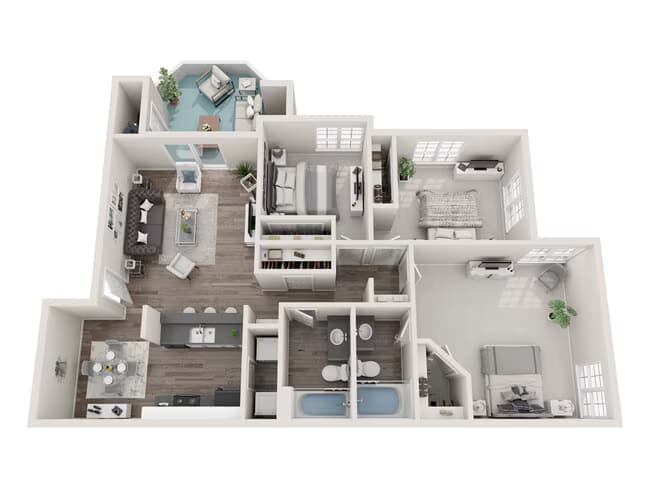 3 Beds • 2 Bath 1024 floor plan