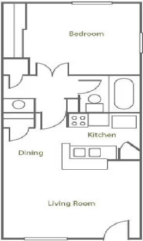 One Bedroom Small 2040 floor plan