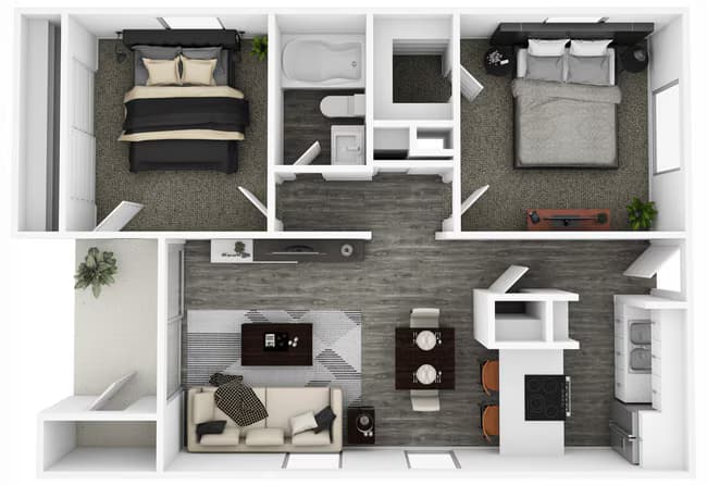 Two Bedroom One Bath 3038 floor plan
