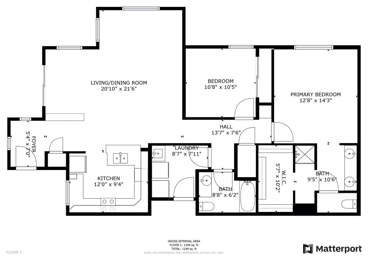 2 Beds • 2 Bath floor plan