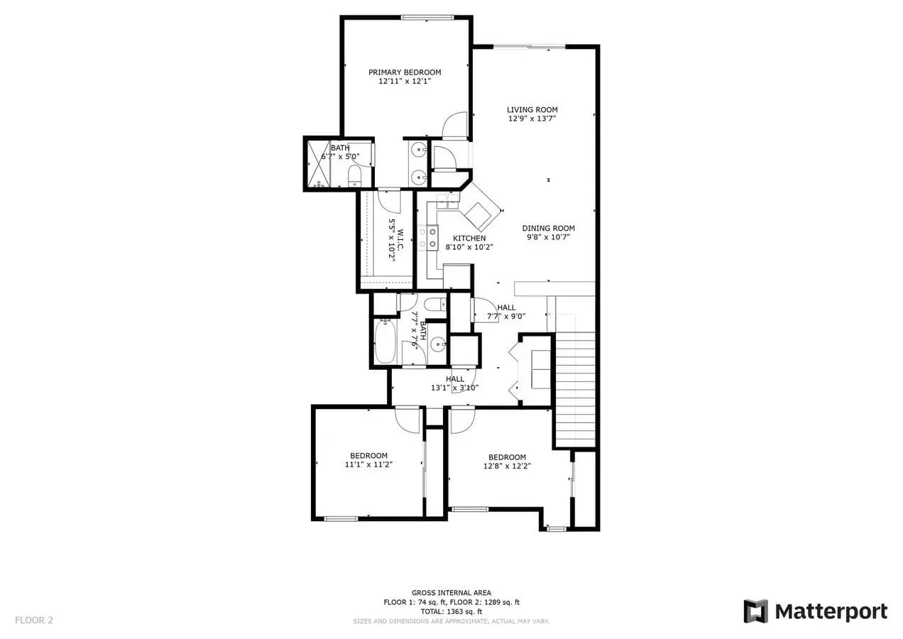 3 Beds • 2 Bath floor plan