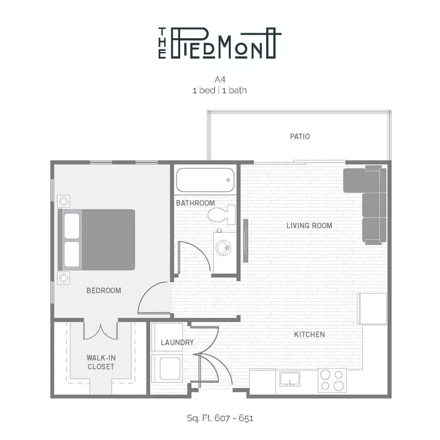 1 Bed • 1 Bath 3079 floor plan