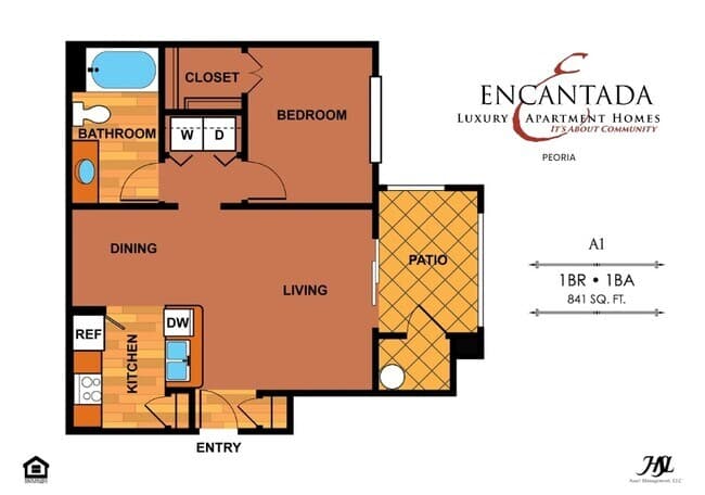 1 Bed • 1 Bath 1195 floor plan