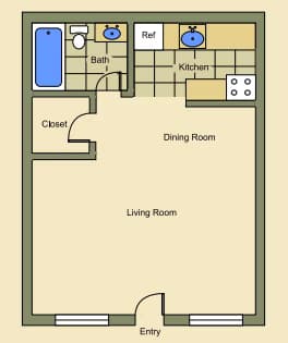 Studio • 1 Bath 808 floor plan