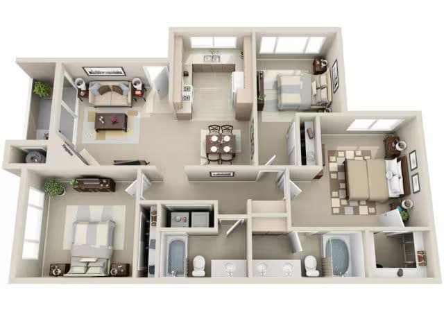 3 Beds • 2 Bath 1156 floor plan