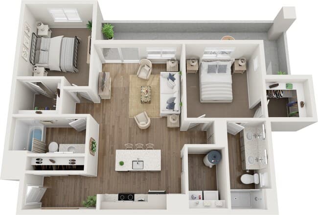 2 Beds • 2 Bath 2-2002 floor plan