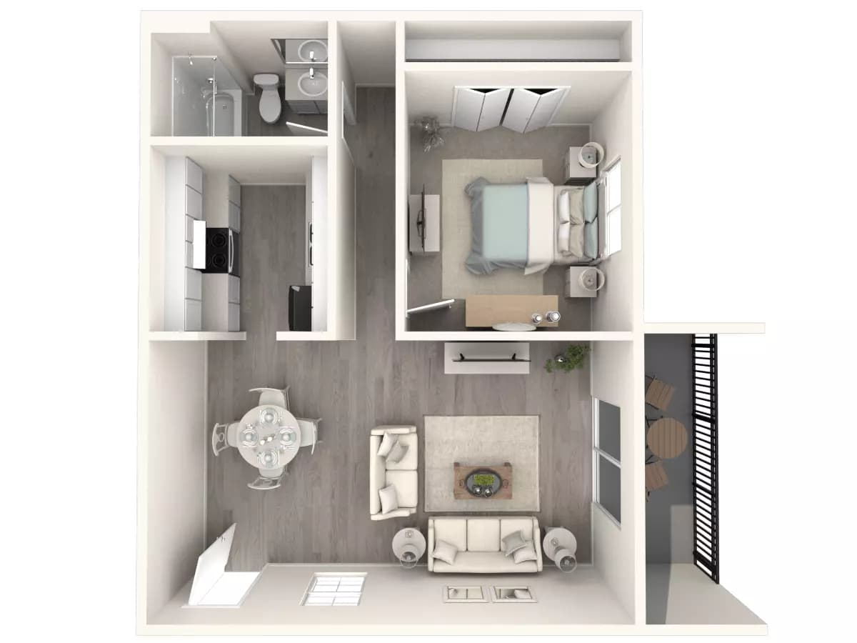 1 Bed 1 Bath R-R32 floor plan