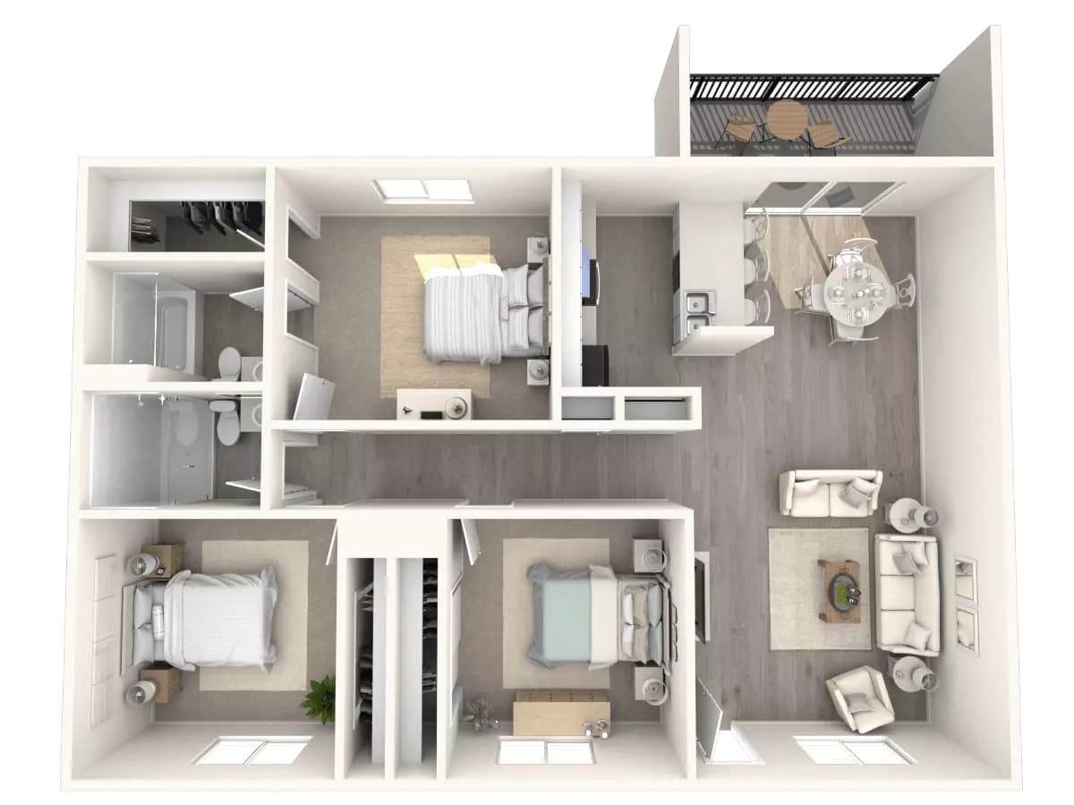 3 Bed 2 Bath N-N23 floor plan