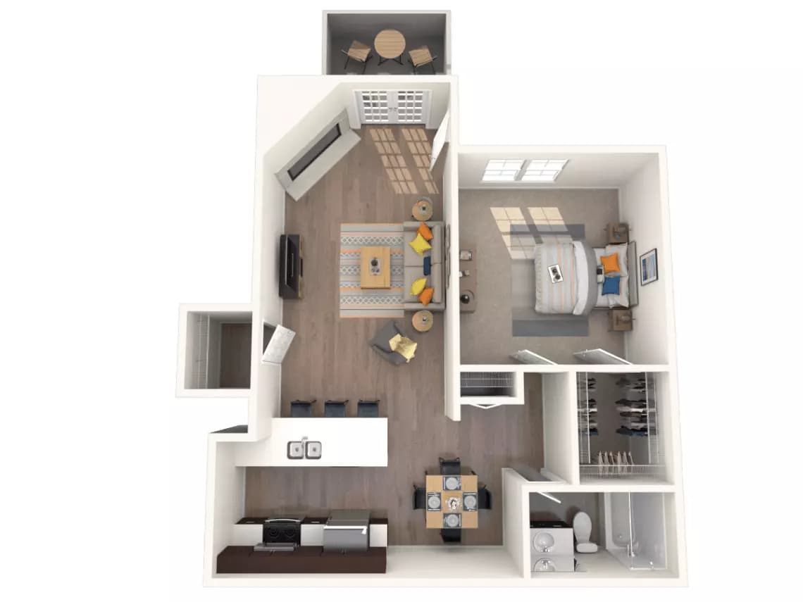 1 Bed • 1 Bath 22-0220 floor plan