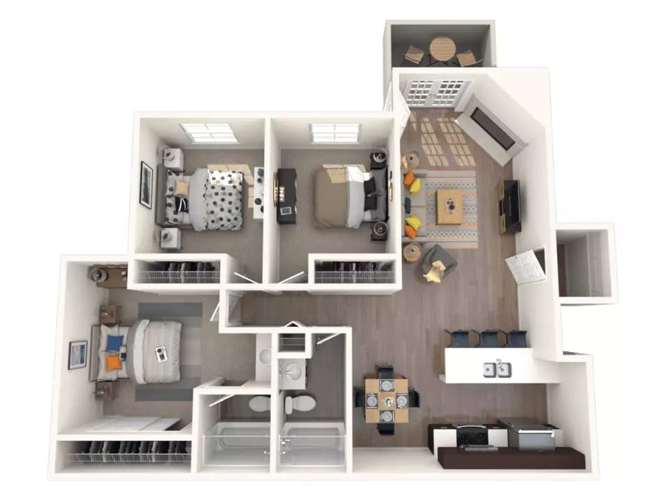 3 Beds • 2 Bath 04-1025 floor plan