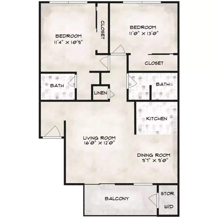 2X2 HIDDENV-204 floor plan
