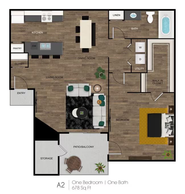 1 Bed • 1 Bath 1136 floor plan